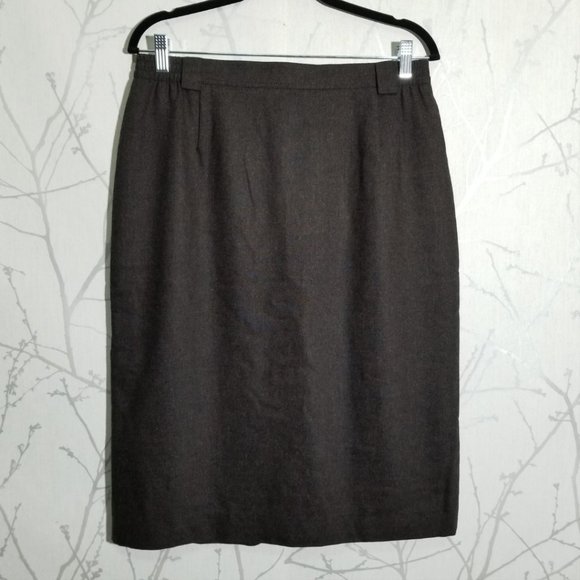 Eugen Klein Brown Wool Blend Midi Pencil Skirt - Picture 1 of 5
